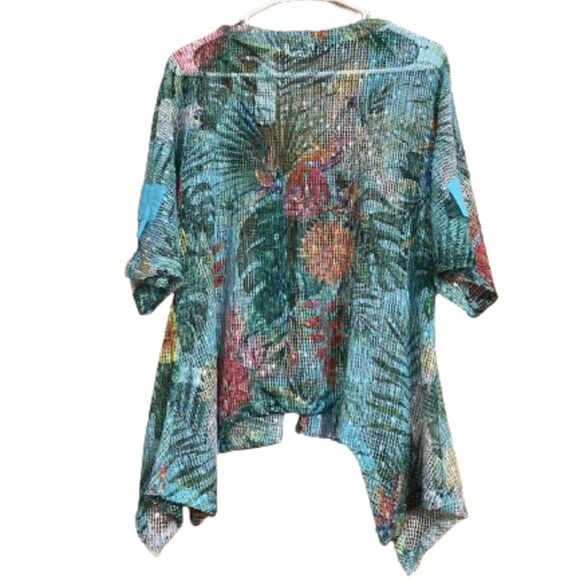 KAKTUS Women’s Blue/Green Multi Floral Print Crochet Top Beach Swim Coverup Sz-M - Picture 7 of 7